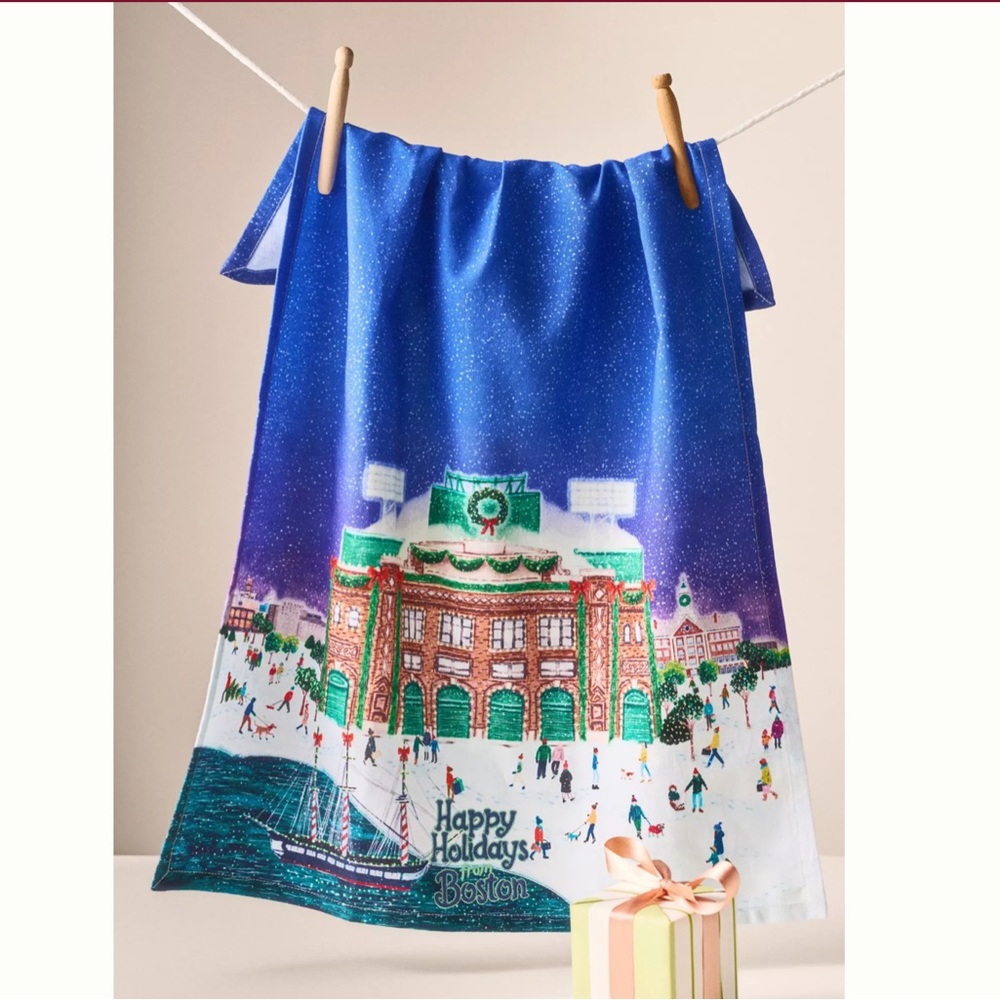 Anthropologie NWT HOLIDAY IN THE CITY BOSTON Print Dishtowel